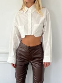 Keston Cropped Button Down Shirt in White Isalis at Isalis